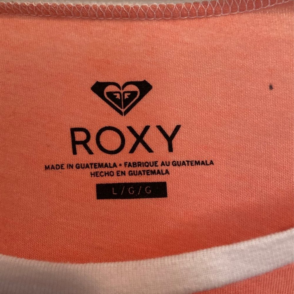 Roxy Tribal Heart Peach and White Baseball Raglan Tee - Picture 3 of 5